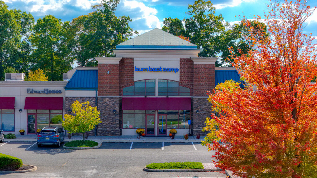 Aerial photo of a business. Capturing the autumn tree and scenery.